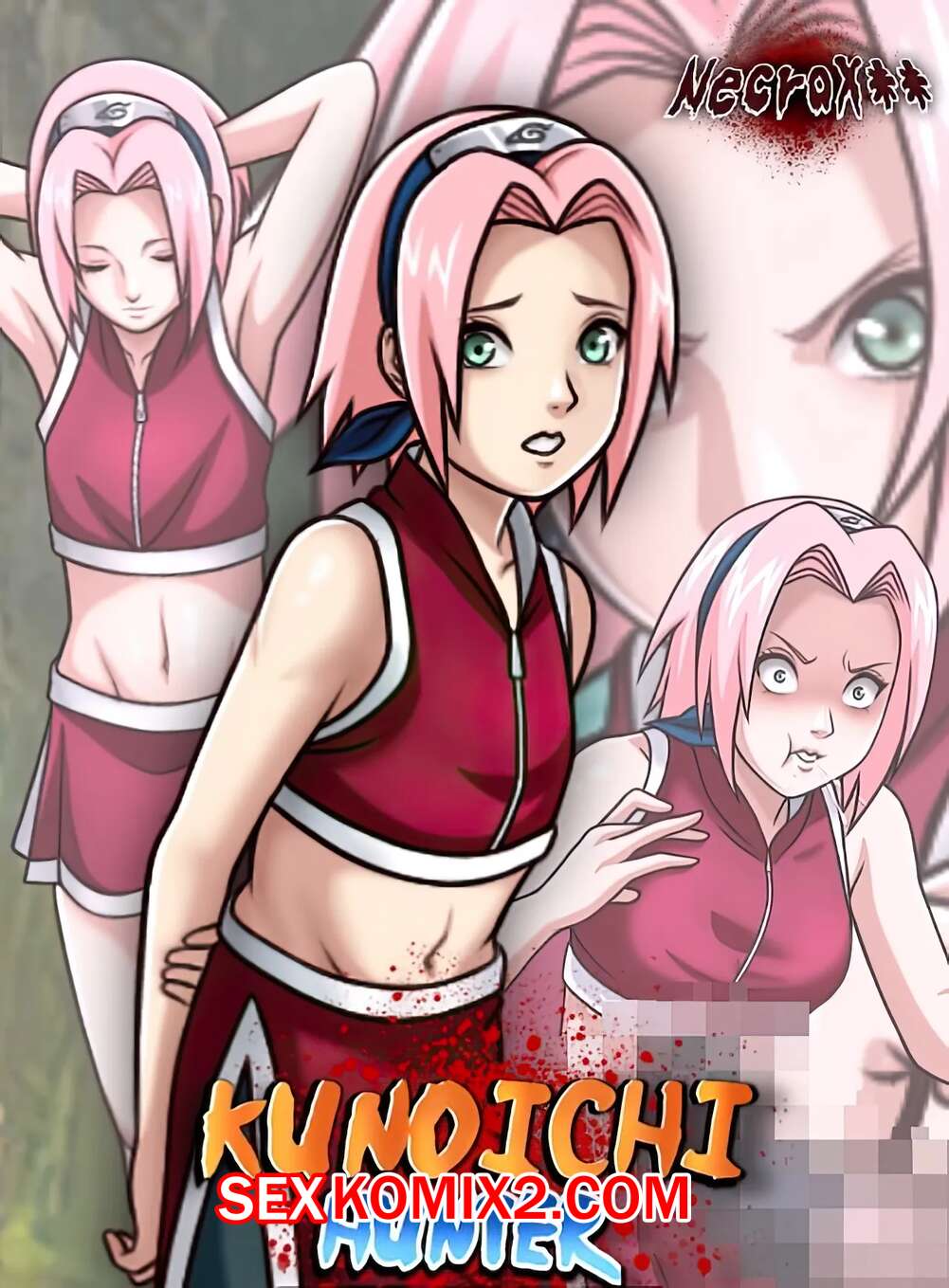 Порно комикс Наруто. Удар в живот Сакуры. Sakura Haruno Belly Punch. Necroxxx