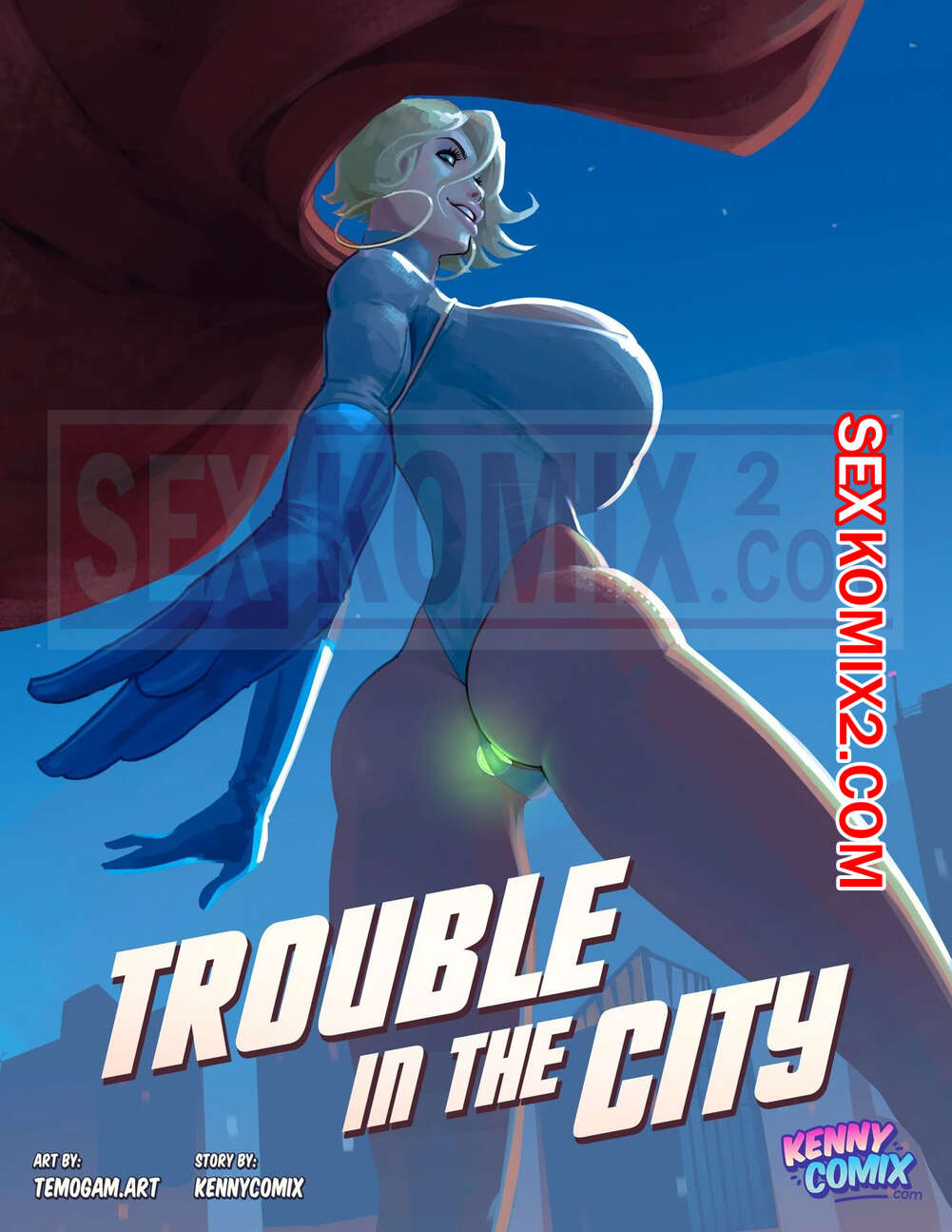 Порно комикс Power Girl. Проблемы в городе. Trouble in the City. KennyComix. Temogam
